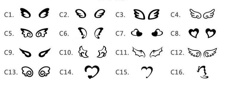 Side charm options C1-C16 for custom anklets