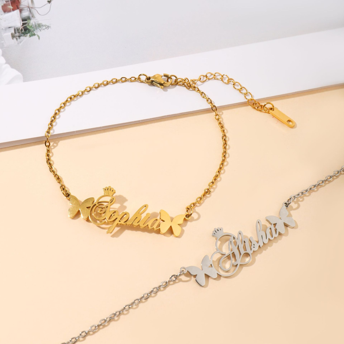 Custom Name Anklet 18K Gold Plated – Mother's Day Gift