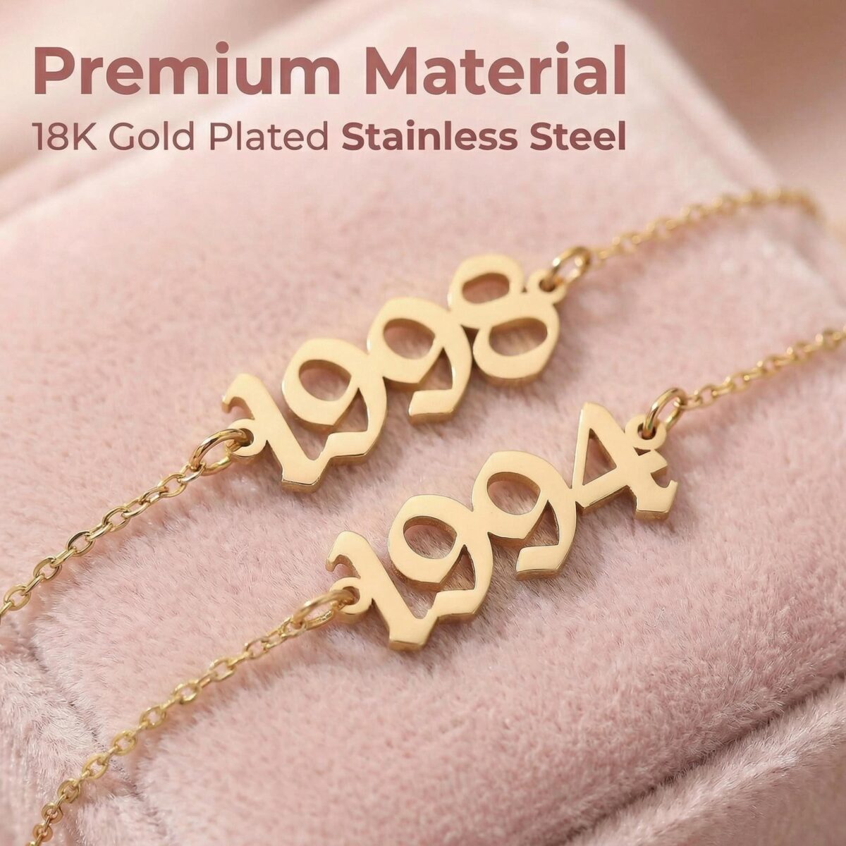 18K gold plated date anklet detail