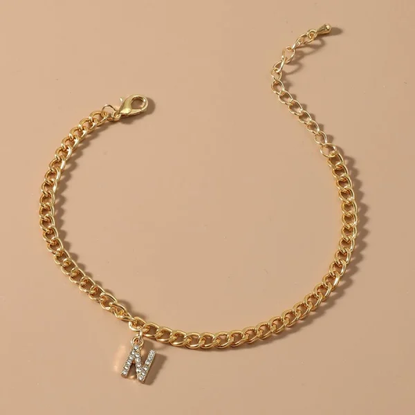 18K Gold Custom Cuban Chain Initial Name Anklet