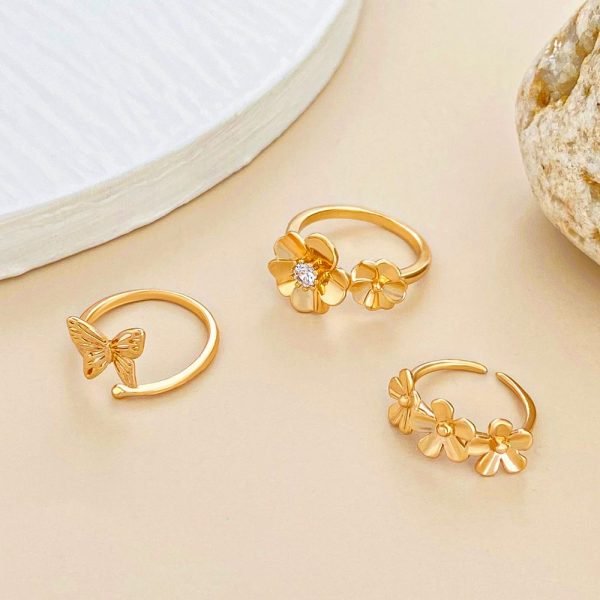 Blooming Petals Toe Ring Trio Adjustable Toe Ring(3 Set)