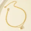 Double Chain Custom Initial Name Anklet 18k Gold