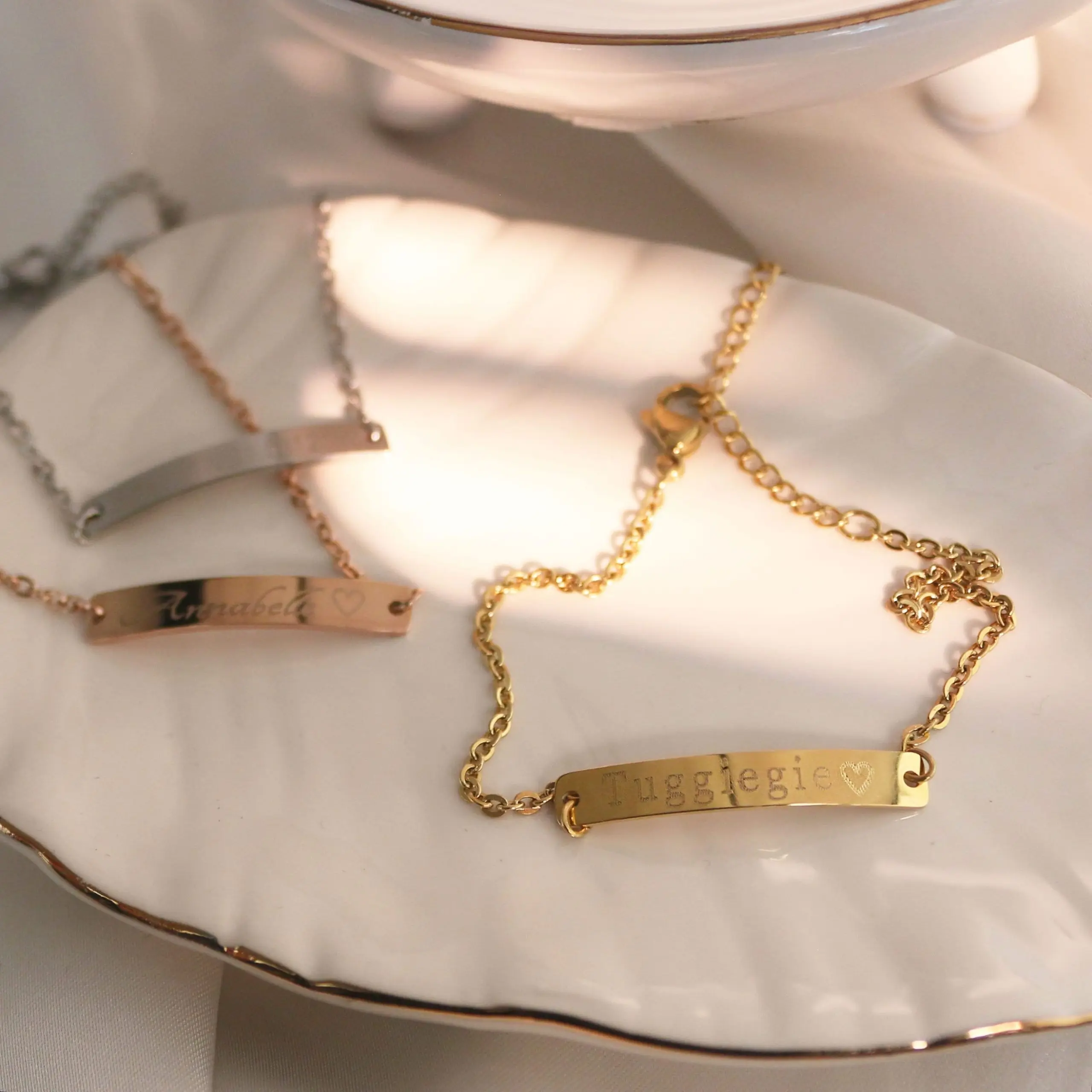 Custom bar anklet with engraved name