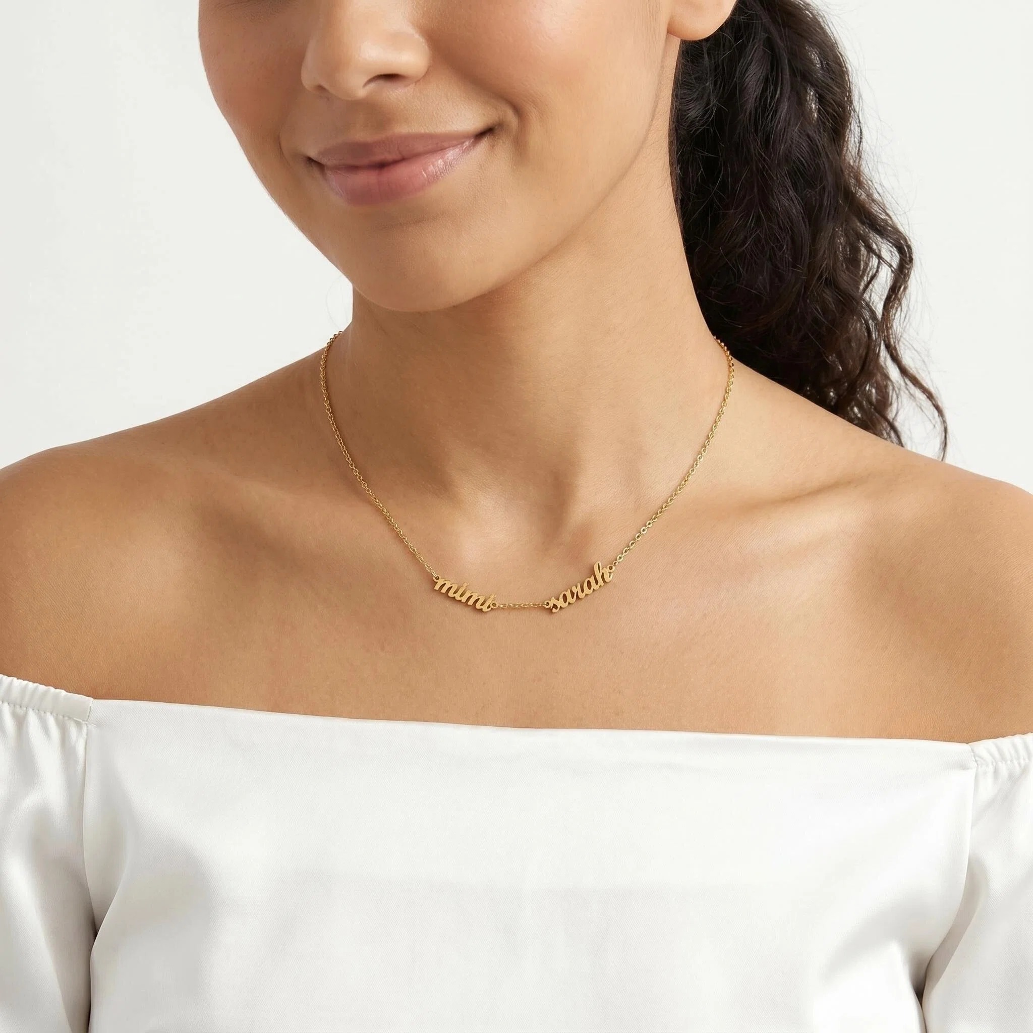 Custom name necklace for mother — personalized 18K gold plated jewelry