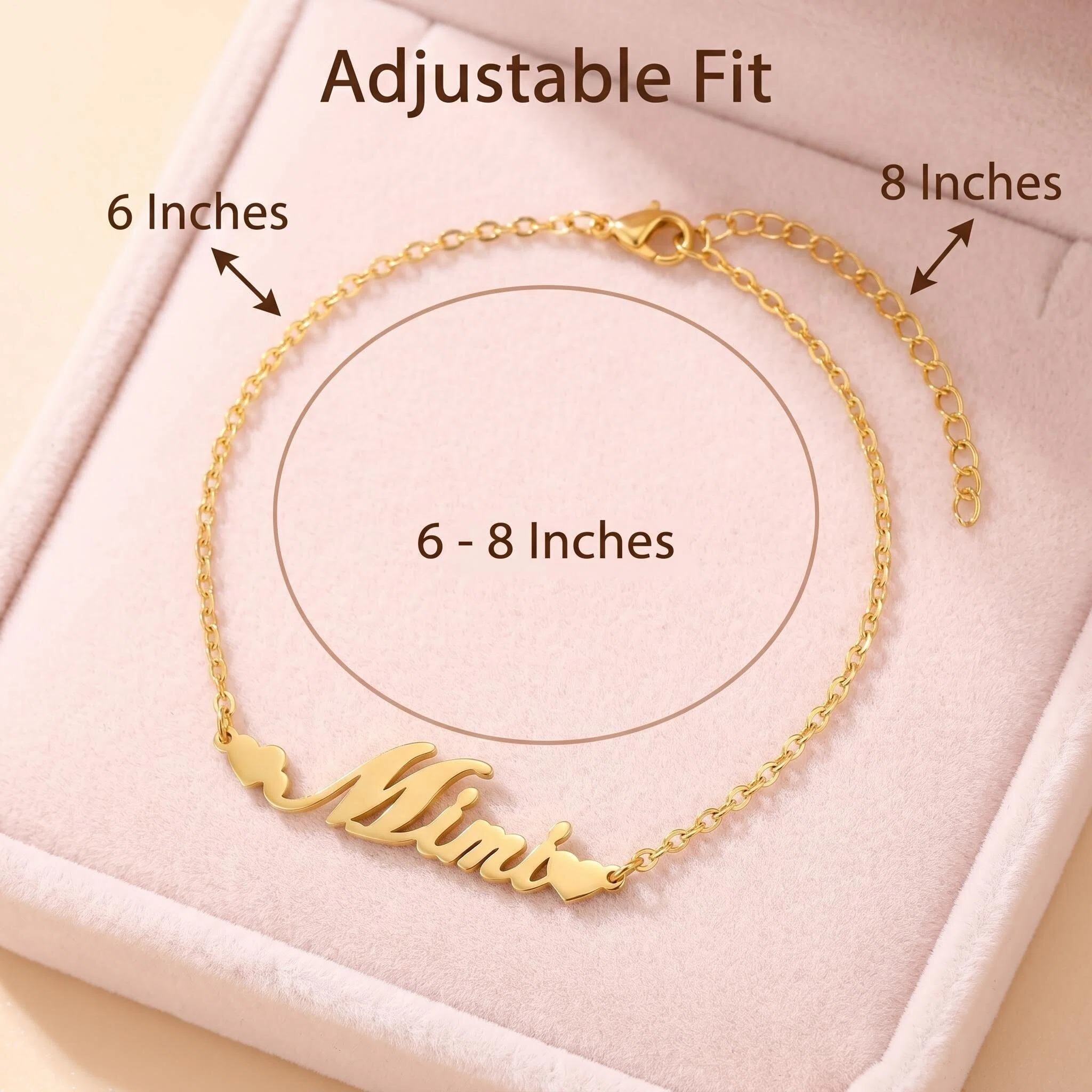 Bracelet adjustable fit size chart 6 to 8 inches