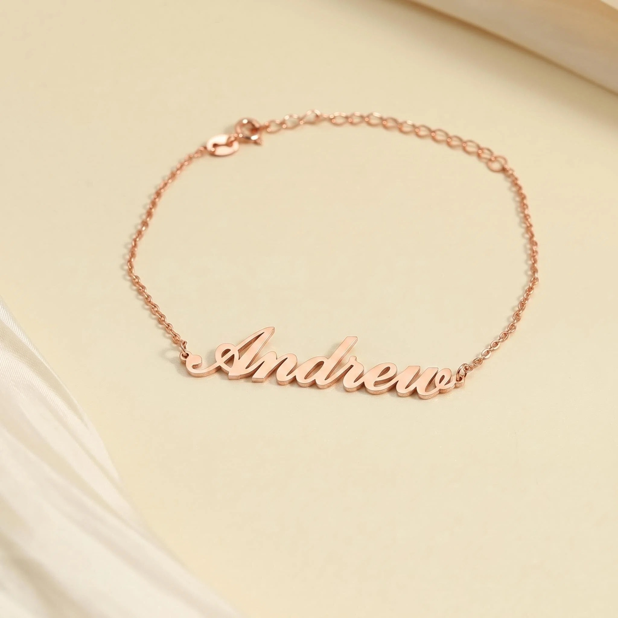 Custom name anklet product — personalized friendship jewelry engraved with her name