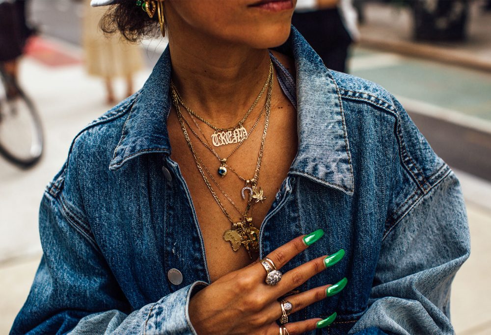 Mixed metals necklaces layered together — celebrity jewelry trend 2026 gold and silver