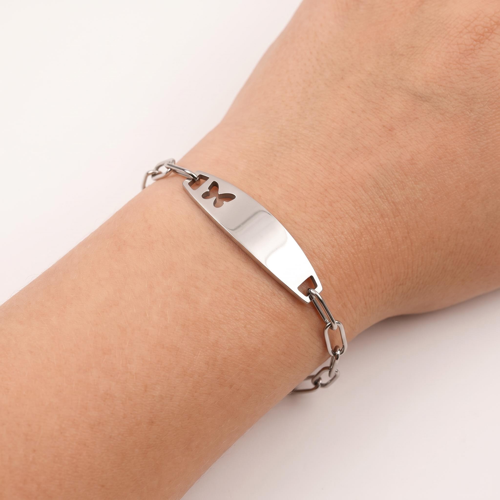Children's personalized name bracelet worn — kids bracelet on wrist
