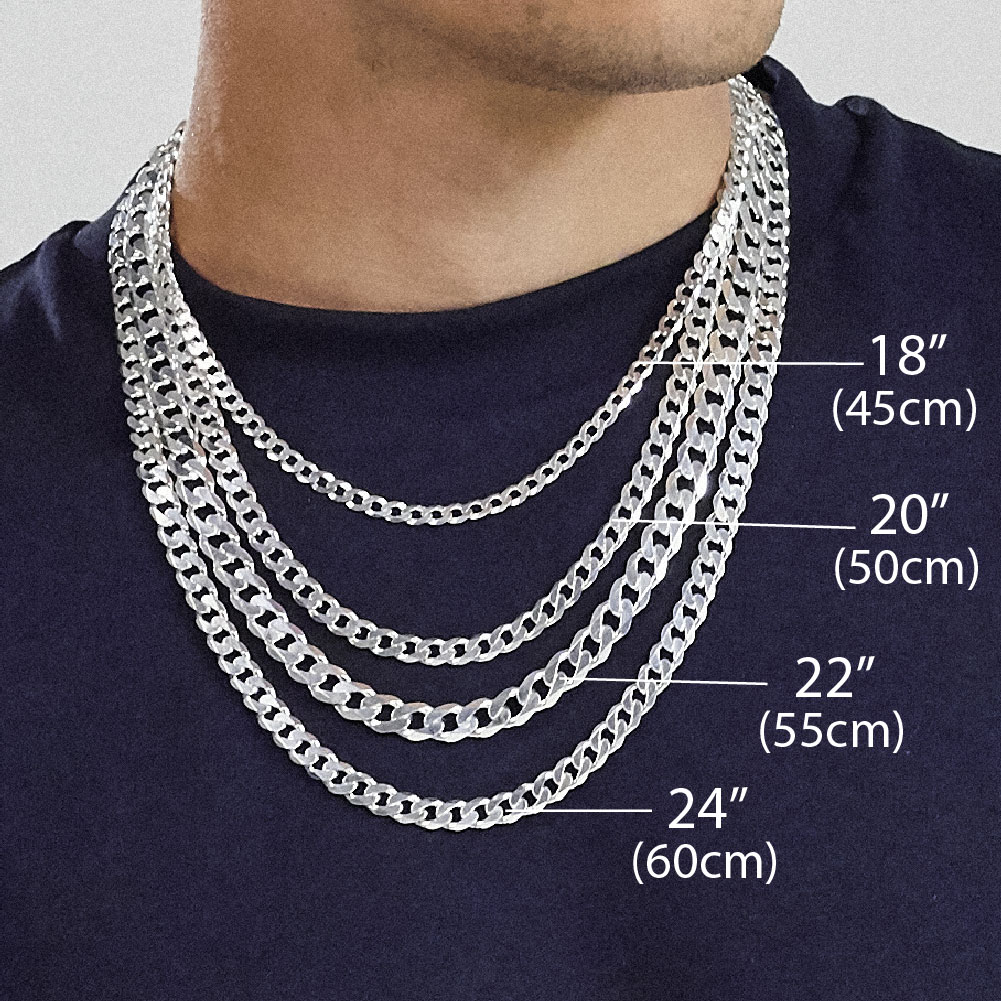 Men's necklace length guide — where each size falls on the body